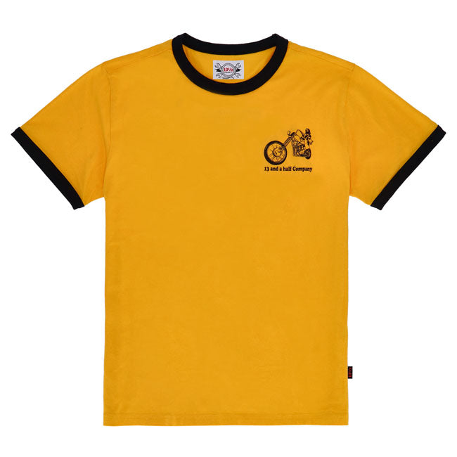 `Keep On Choppin' a tribute to the chopper lifestyle! This 100% cotton single jersey ringer t-shirts offer a regular fit for ultimate comfort and a classic look. Designed with bold graphics; they bring vintage vibes with a modern edge. Whether you go for the clean black-and-white style or the striking yellow-and-black combo; this t-shirt is perfect for those who live to ride.