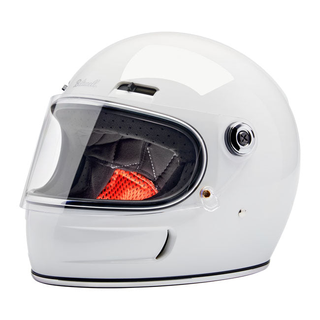 Biltwell takes with the Gringo SV the classic motorcycle aesthetic we reenergized ten years ago in a bold new direction. The result is a helmet with world-class comfort; function; and style. There are vents directly integrated into the helmet shell; giving the helmet a racy silhouette while facilitating internal airflow. Channels within the EPS safety foam effectively dissipate heat and moisture buildup; ensuring comfort during rides. Additionally; the sliding mechanisms behind the brow vents enable riders 