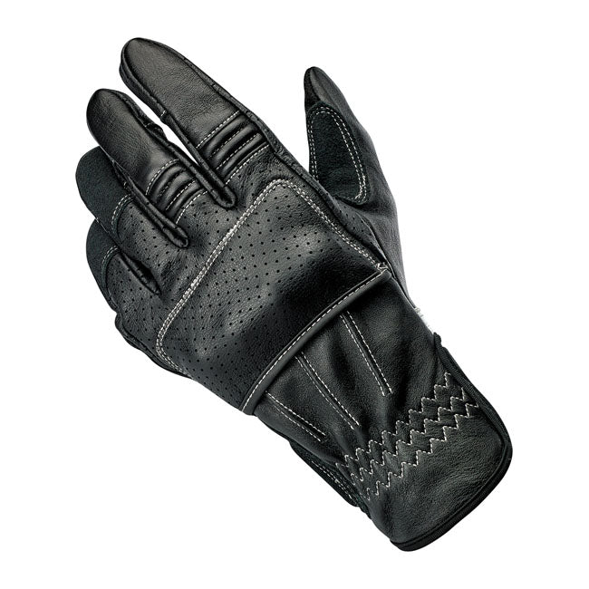 Biltwell Borrego Motorhandschoenen Zwart en Cement Leren Knokkelscherming CE Keurmerk