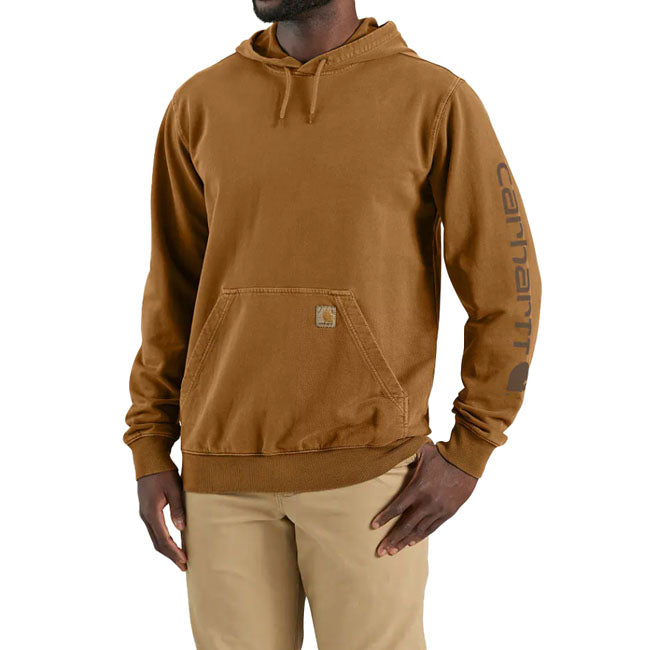 Hanging with family or hauling building materials; the familiar warmth of this Carhartt hoodie offers anytime versatility that you can dress up or down depending on the day. The midweight cotton-blend design is super soft and has a relaxed cut gives you extra room at the waist and an easy fit through the sleeves. Relaxed Fit Attached three-piece hood with adjustable draw cord Garment dyed for a worn-in look; colors may vary or fade over time due to the garment dye Stretchable; elastane reinforced rib kn