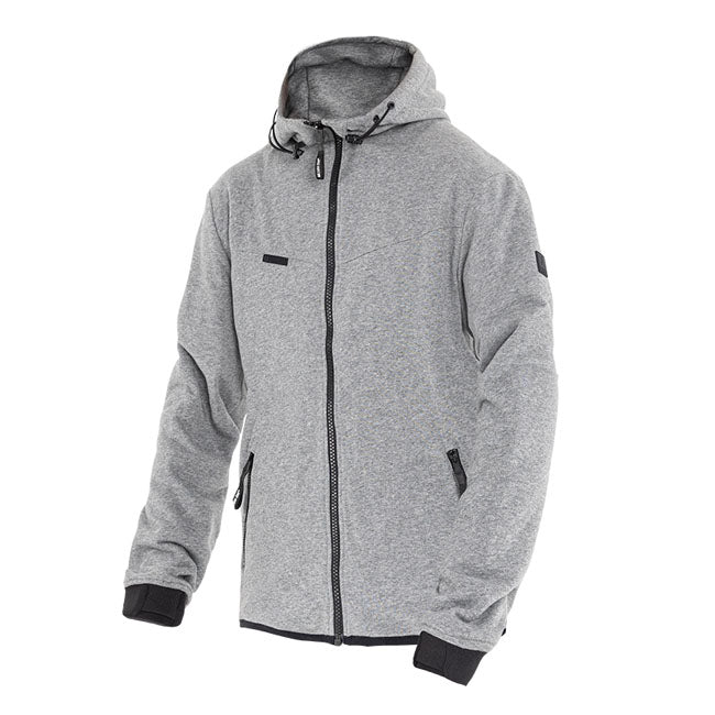 The John Doe Melange Hoodie XTMr combines modern design; maximum comfort and first-class protection in a single hoodie. Thanks to its innovative XTM-Fiberr material; it offers outstanding abrasion resistance; high flexibility and a first-class fit without compromising on style. With its gray melange look; this hoodie stands out from classic motorcycle jackets and gives you a sporty; casual look both on the bike and in everyday life. The back is cut slightly longer; providing additional comfort in the riding