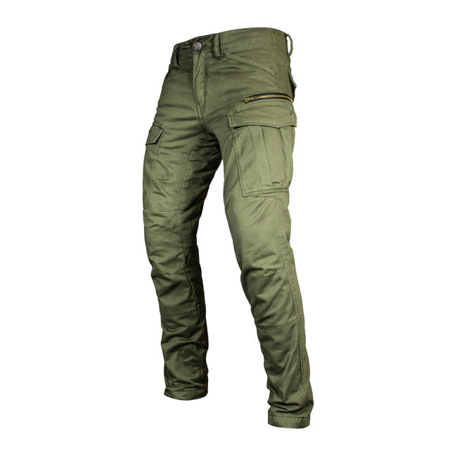 John Doe Cargo Stroker XTM Motorbroek Olijfgroen Met Knie En Heup Beschermers En YKK Rits