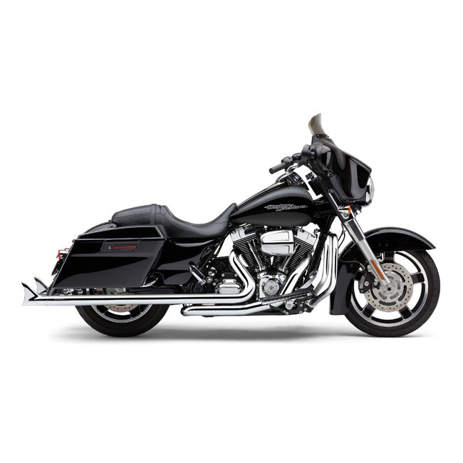 This system combines the PowerPort Duals head pipe design and the Speedster design for a sleeper style with a hidden kick. Full length; 2.5-inch; single heat shields prevent blueing issues and give a full seamless appearance. A set of chromed Fishtail tips finish off the rear in a classic stretched style for fantastic looks. If beauty would hurt; you''d scream!