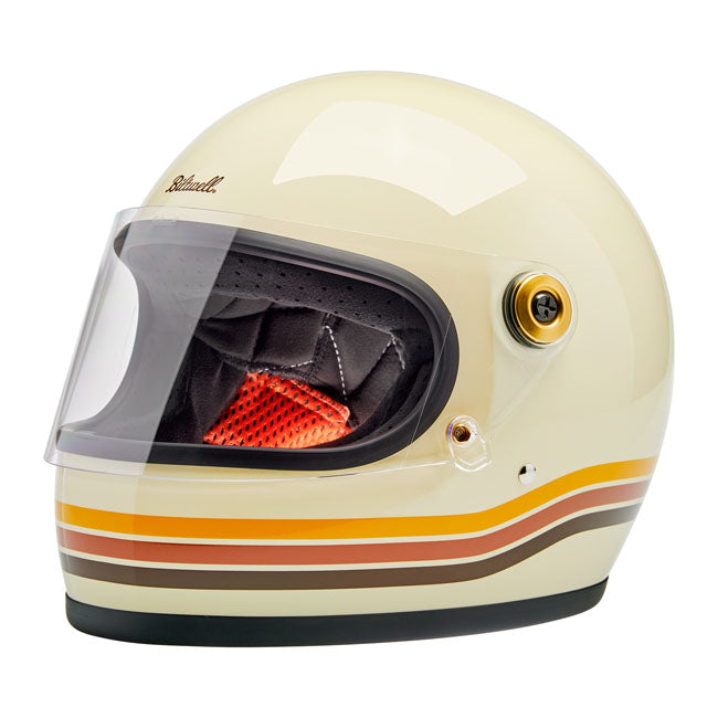The Biltwell Gringo S has a sleek; old-school and iconic look from back to the 70's with the high protection standards of the present time. The Gringo S is made of a slim profile ABS outer shell with hand-painted beautiful colors; CE certified anti-scratch and anti-fog visor; removable and washable liner with hand-sewn diamond stitch. Also there are speaker cut-outs for intercoms; a double d-ring chin strap and the helmets are ECE 22.06 and DOT certified.
