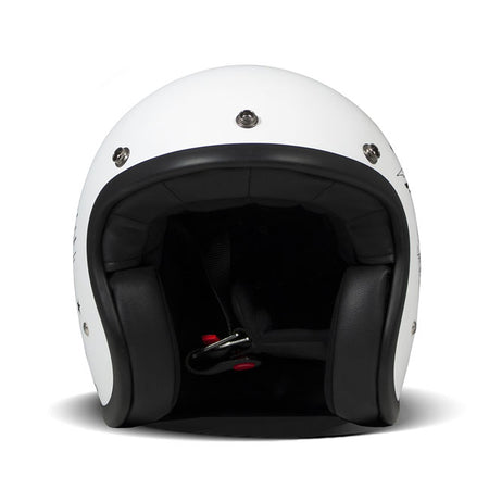 Embrace the fusion of classic style and modern functionality with the DMD Retro helmet; a nod to the iconic 70''s design. This helmet isn''t just a protective gear but a statement piece; crafted for those who dare to stand out. With its ECE 22.06 approved fiberglass shell available in three sizes; it offers a snug fit. The helmet is bluetooth ready; features integrated snaps for visors; and boasts a luxurious; washable lining with Velcro for a custom fit. Secured with a padded chin strap and a reliable Doub