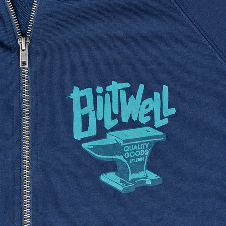 Classic Biltwell Anvil design on lightweight 7.5oz. ring spun cotton makes for a super-comfortable hoodie. The thumbholes in the cuffs are great for keeping your sleeves up while riding the wild thunder.