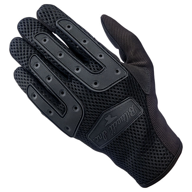 The Biltwell Anza gloves are 100-percent synthetic gloves that is built for aggressive off-road riding; but that doesn't mean you can't wear it on pavement. You can; and we know a bunch of high-performance street riders who do. The gloves combine comfort; durability; and function. A synthetic suede palm with two-way stretch ensures a snug fit; while the vented polyester back maximizes airflow. Flexible rubber knuckle guards add protection; and Lycra finger panels enhance dexterity. Conductive stitching allo