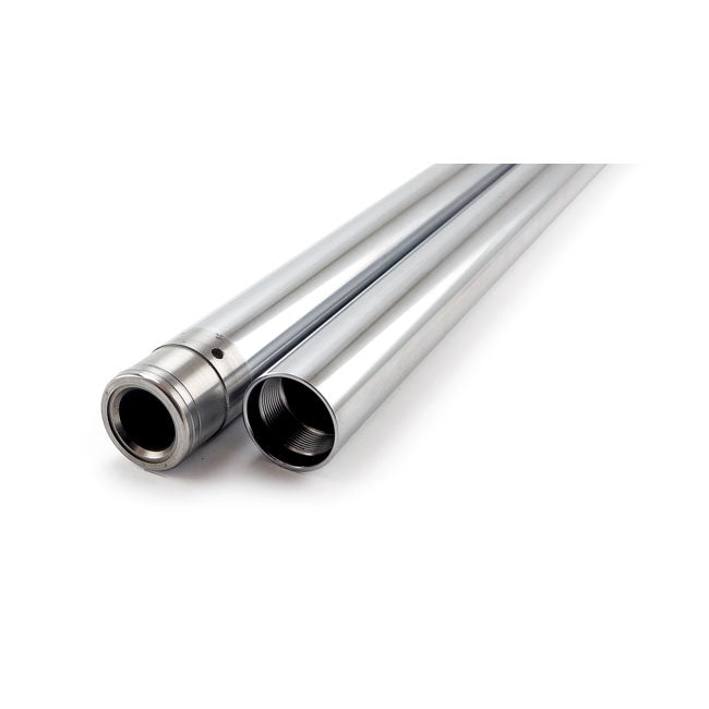 21-3/8" overall length. Quality imported fork tube set. With a Show Chrome; mirror like polished finish. 23-3/8" is standard length for 88-03 XL (excl. 92-03 Hugger; see note); 87-94 FXR models (39mm type). Repl. 45381-87 and 45395-97. 25-3/8" is standard length for 87-94 FXLR; 87-92 FXRT models. Repl. 45393-87. Note: These tubes will not fit 92-06 Hugger models unless the fork tube dampers are replaced by the earlier type. The early type damper is available as OEM 45925-88 / MCS 990647.