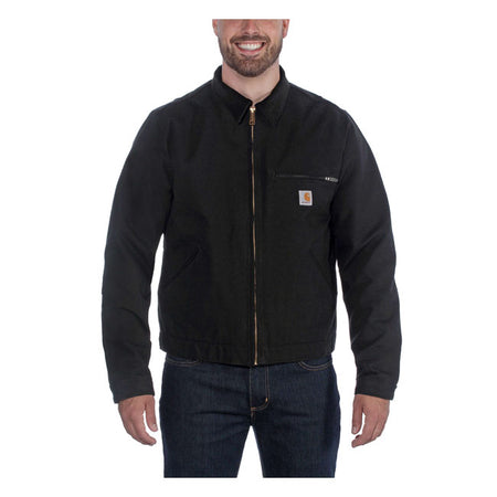 The Detroit lined jacket built a reputation for toughness on the backs of warehouse workers; farmhands; and ranchers across America. This jacket is made of cotton duck that's rugged and durable. It has a warm blanket lining down the body with smooth quilted nylon through the sleeves. The drop tail hem provides extra coverage but leaves enough room for your tool belt. Relaxed fit Wind FighterT Wind resistant Open collar Left chest pocket with zipper closure Two lower front welt pockets Two interior poc