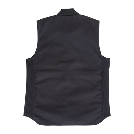 The Biltwell 4-Speed Vest is a robust piece of motorcycle gear; designed with a 13 oz. 100% cotton canvas exterior for durability. It features flexible 3" wide canvas accordion side panels made from a blend of nylon and elastane; providing a comfortable fit. An oversized hidden pocket on the right chest with an 8-inch vertical zipper offers additional storage; while the interior boasts two patch pockets; one with an elastic loop for securing keys. The interior liner is breathable; made from a mix of polyest