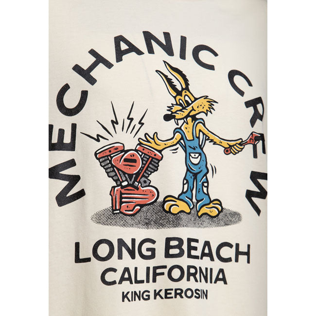 King Kerosin Mechanic Crew T Shirt Off White Long Beach California