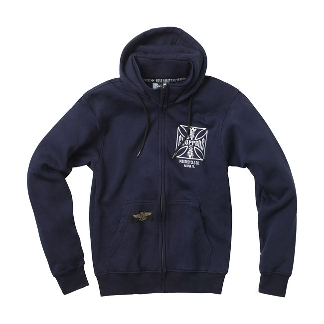 Built for the bold and born to ride; the West Coast Choppers OG ATX zip hoodie delivers heavyweight comfort with hardcore style. Crafted from a thick 330-gram cotton-poly blend; this hoodie doesn't just keep you warm; it tells the world exactly where you stand. The legendary OG ATX cross hits the chest and dominates the back; leaving zero doubt about your allegiance. With a comfort cut that gives you room to move. It's ready for the road; the garage; or wherever the hell you feel like going. This isn''t jus
