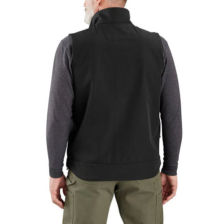This Carhartt Galesburg softshell vest is designed to tackle the elements. Work outside in comfort with features made to protect you from wind and water. It''s longer in the back and has a relaxed fit; so you can move freely and focus on the task at hand. Relaxed Fit Rain DefenderT - Durable Water repellent finish Wind FighterT - Wind resistant Mock neck Two lower front pockets with zipper closure Interior pocket with hook-and-loop closure Full-length front zipper with chin protector Drop-tail hem f