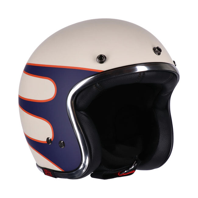 13 And A Half Company Skull Bucket Helm ECE 22.06 Vintage White Voor Chopper Stijl