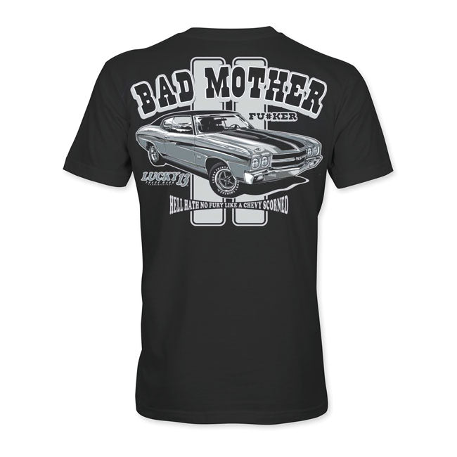 Lucky 13 Bad Mofo T Shirt Zwart 100% Katoen Zware Katoen Rugprint Volledig Met Borstlogo