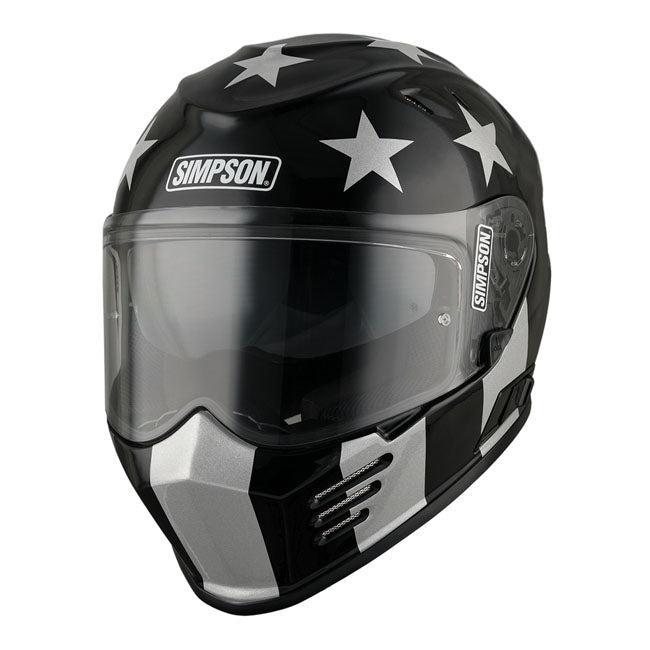 The Simpson Venom is a full-face helmet with a sharp aggressive look; which at the same time offers a lot of comfort. The ultra-light but very strong outer shell of the helmet is made of in Tri-composite blend; compound of carbon; Kevlar and fiberglass. The inner lining is removable and washable. The shell has been aerodynamically tuned for motorcycle riding; and is fully ventilated for maximum airflow. The helmet has a scratch-resistant and anti-fog visor and the integrated sun visor also protects you agai