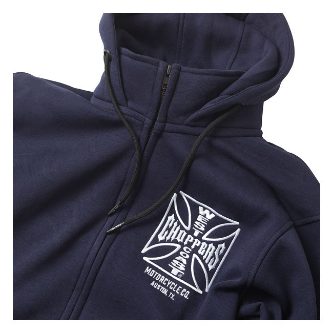 West Coast Choppers WCC OG ATX Zip Hoodie Marineblauw 330g Katoen Poly Blend Comfort Fit