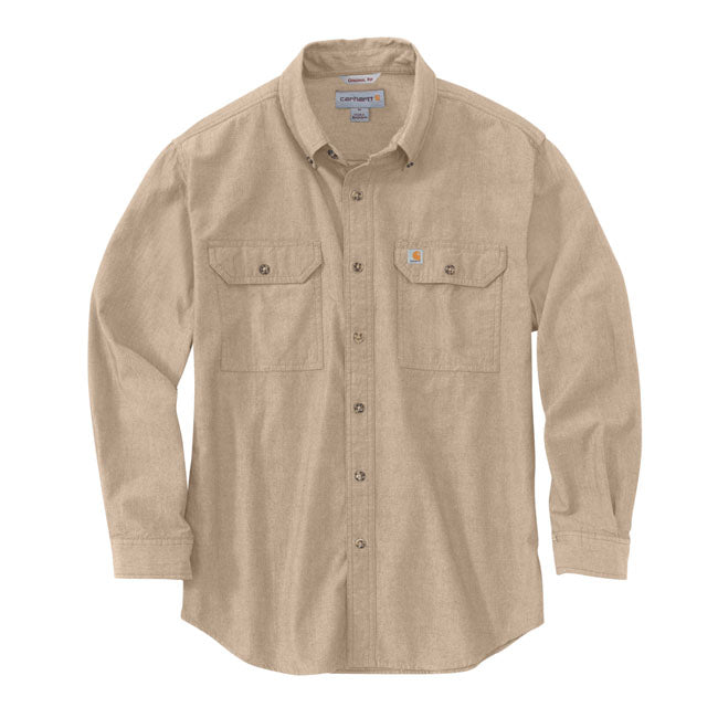 Carhartt Chambray Overhemd Donker Tan Katoen Lichtgewicht