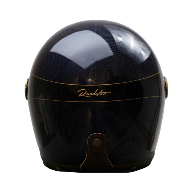 By City Roadster III Carbon Helm Gouden Blauw Retro Ontwerp Met Lederinterieur ECE Goedgekeurd