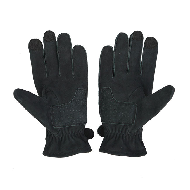 By City Texas Motorhandschoenen Zwart Leer Met Touchscreen Vingers CE EN13594 Level 1
