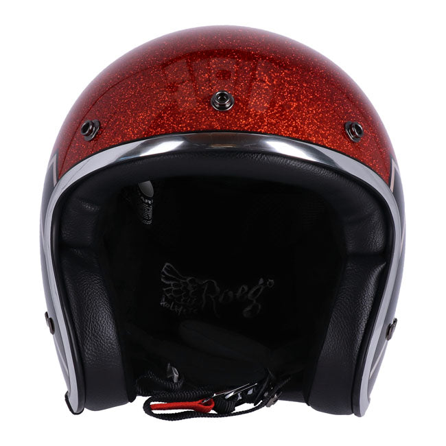13 1/2 Skull Bucket Helm Amber Flake ECE 22.06 Fiberglass Chopper Stijl Met Piek Snaps