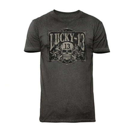 The "tombstone" short sleeve men''s tee is a 100% cotton vintage washed tee. There is a full front print of the classic "tombstone" logo.