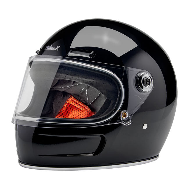 Biltwell takes with the Gringo SV the classic motorcycle aesthetic we reenergized ten years ago in a bold new direction. The result is a helmet with world-class comfort; function; and style. There are vents directly integrated into the helmet shell; giving the helmet a racy silhouette while facilitating internal airflow. Channels within the EPS safety foam effectively dissipate heat and moisture buildup; ensuring comfort during rides. Additionally; the sliding mechanisms behind the brow vents enable riders 