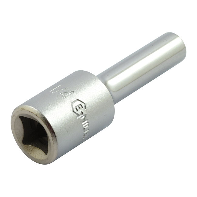 3/8" drive. 12-point socket tool; used to install 910443 (OEM 44314-00) brake pad mount pins for various H-D models.