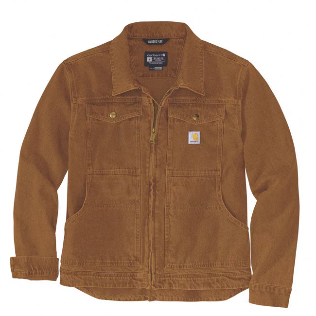 Carhartt Duck Relaxed Fit Jas Bruin Stretch Soft Duck Rugged Flex Voor Bewegingsvrijheid