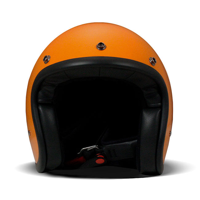 DMD Retro Helm Oranje ECE 22.06 Glasvezel Shell Bluetooth Klaar Visier Snaps Drie Maten