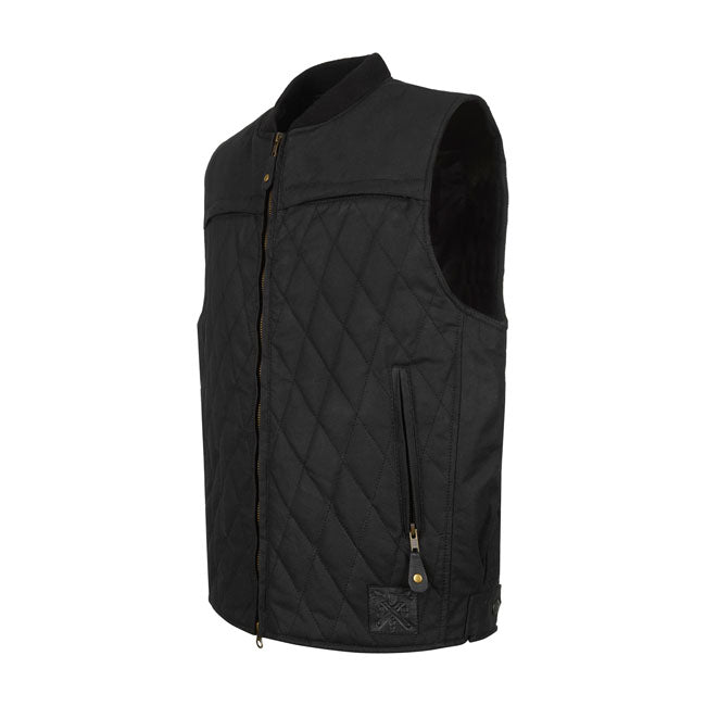 John Doe Lowrider Wax Vest Zwart Met Rugbeschermer Wind En Waterdicht YKK Ritsen