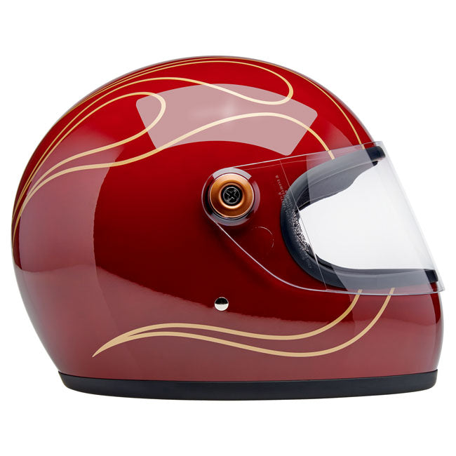 Biltwell Gringo S Helm Garnet Red Flames ECE 22.06 DOT Gecertificeerd Met Wasbare Voering