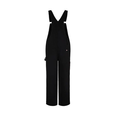 The Dickies Canvas Bib is a loose fit; straight leg bib. Made out of 12OZ cotton canvas with a comfort washed hand feel. Featuring carpenter details; hammer loopand ruler pocket; metal shank buttons and adjusters; small woven dyed-to-match label on the front; as well as on the back pocket. A hardwearing bib with function at its core.  Loose fit; straight leg 100% cotton