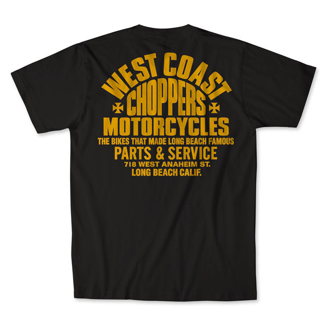 West Coast Choppers WCC Parts T Shirt Zwart Geel 100 Procent Katoen Comfortabele Pasvorm Open Weg Stijl