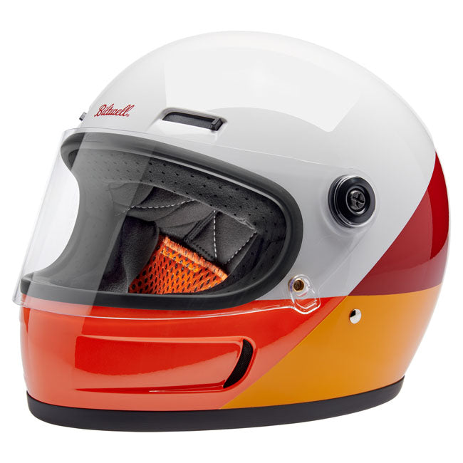 Biltwell takes with the Gringo SV the classic motorcycle aesthetic we reenergized ten years ago in a bold new direction. The result is a helmet with world-class comfort; function; and style. There are vents directly integrated into the helmet shell; giving the helmet a racy silhouette while facilitating internal airflow. Channels within the EPS safety foam effectively dissipate heat and moisture buildup; ensuring comfort during rides. Additionally; the sliding mechanisms behind the brow vents enable riders 