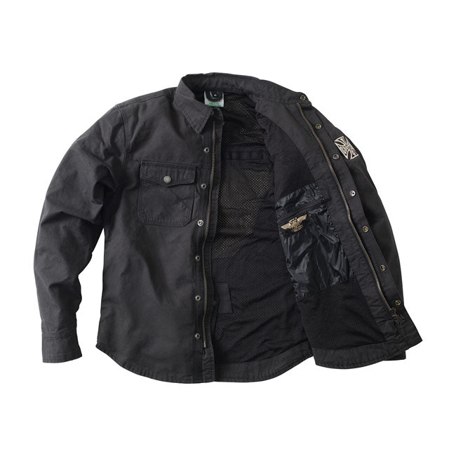 The WCC Forged Riding overshirt is a high-quality technical riding jacket. It gives you a casual look but; in the meantime; secures and protects you while riding as it gives great abrasion and tear resistance.  Under the twill fabric outer it features an inner body layer made of 100% aramid fiber by du pont. Also; a Reissar membrane; this is a functional fabric with breathable membrane with high sensitivity concerning weather conditions. It is an advanced textile with a highly developed specific polyurethan
