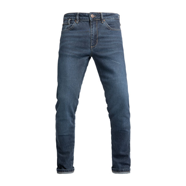 John Doe Pioneer Monolayer Jeans Indigo Met Knie En Heup Bescherming XTM Fiberr En Stretch Denim Slim Fit
