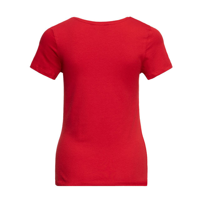 Be strong and confident with the basic t-shirt from Queen Kerosin! The retro print on the front of the t-shirt immediately catches the eye. The shirt also scores points with its skin-friendly knitted fabric made of cotton with a slight stretch content and its feminine slim fit. A classic crew neck and short sleeves skilfully complete the design. The t-shirt can be combined in many ways; be it with high-waist jeans; skirts or under a sweat jacket. The perfect companion for your casual looks in everyday life!