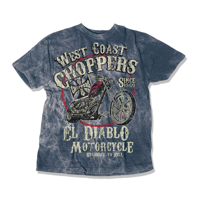 West Coast Choppers WCC El Diablo T Shirt Vintage Blauw Katoen Unisex Logo Voorzijde En Achterzijde