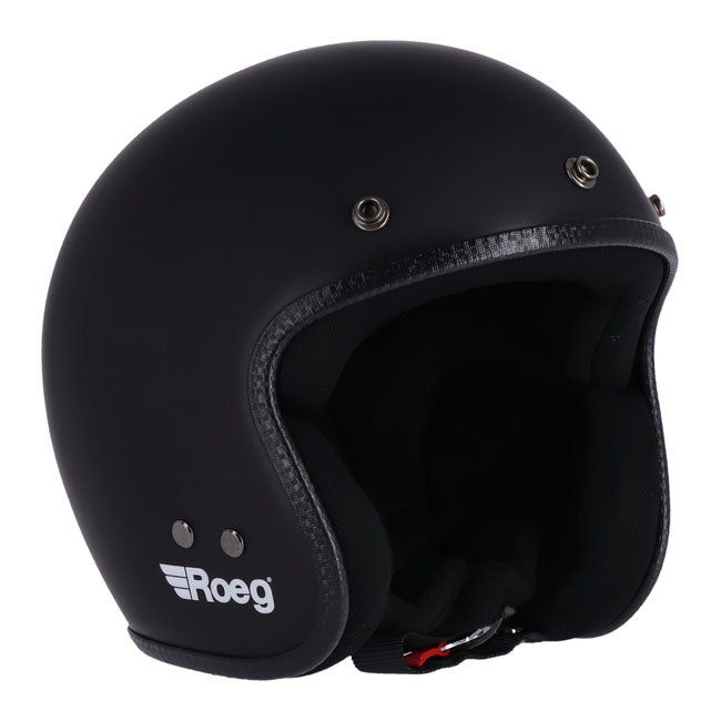 The Roeg JETT helmet; a modern classic that stays true to its roots as the trendsetter in headgear. Crafted for those who value a lightweight; open-face design without compromising style; the JETT is anything but ordinary. This helmet effortlessly blends urban chic with practicality; ready to accompany you on spontaneous rides or impromptu meet-ups. With its ''RQ LIGHT'' fiberglass shell; multi-density EPS liner; and four shell sizes; the JETT ensures a snug fit. The classic double D-ring adjustable chinstr