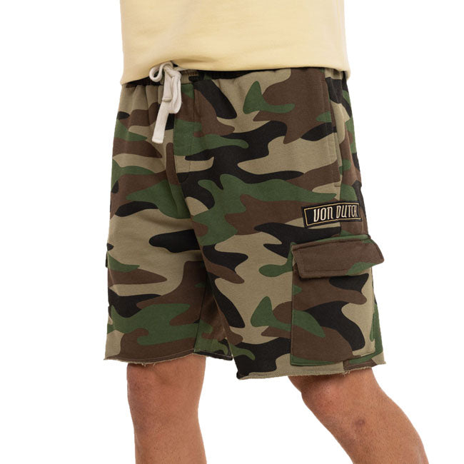 Von Dutch Cargo Shorts French Terry Acid Wash Camouflage Comfortabel Zomerse Streetwear Voor Mannen