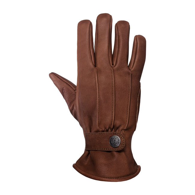 The John Doe Grinder glove gives you an elegant gentleman's glove with excellent protection. The genuine cowhide leather makes the glove extremely resistant to abrasion. The pre-curved fingers on the glove give you a secure grip on the handlebars; even on longer journeys. Grinder is an ergonomically preformed glove with a press stud on the wrist for adjustment. CE certification: EN 13594-2015 Full grain cowhide leather Push-button adjustable closure Elastic wrist Reinforced padded palm Ergonomic pre-c