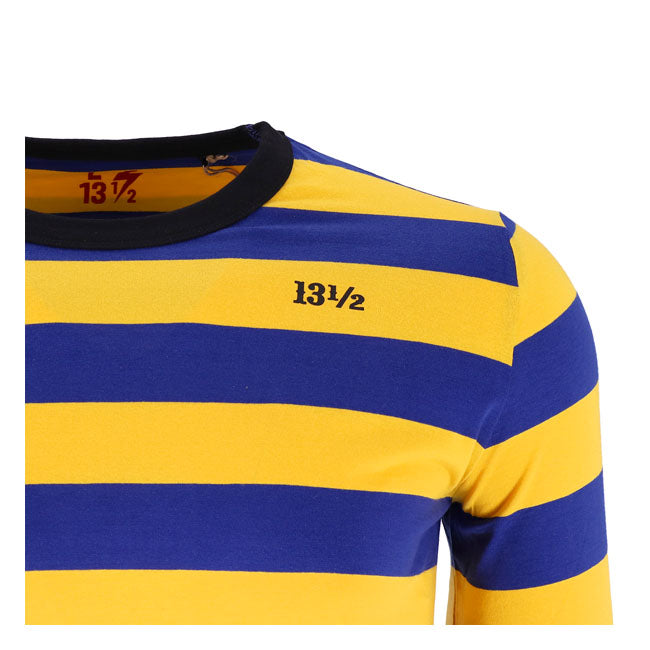 13 1/2 Behind Bars Langarmshirt Geel Blauw 100 Procent Katoen Streetwear Voor Ochtend En Avond