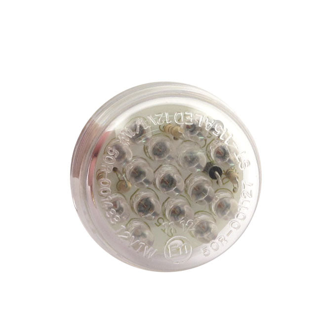 ''- Clear lens 30mm diameter- Round - ECE approved - M6 x 16mm long mounting bolt on rear - No license plate illumination - Suitable for custom applications - Approx. dimensions 30mm diameter x 14mm deep