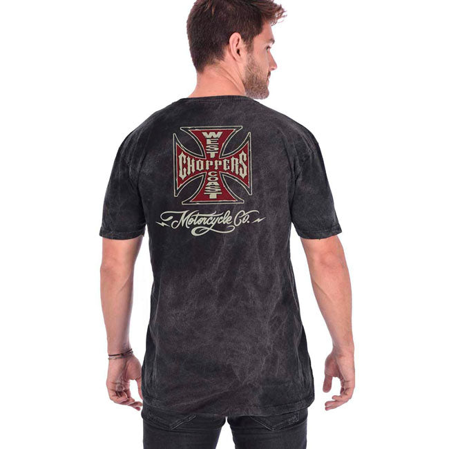 West Coast Choppers Vintage T Shirt Zwart Gewassen Unisex Katoen 100 Procent Comfort Dubbel Logo