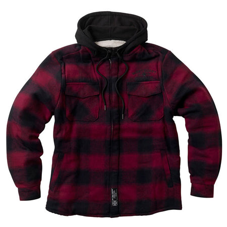 This isn''t just a flannel; it''s your armor against the cold. The WCC Hell Bent flannel jacket is built to withstand the chill; whether you''re riding through the city or working in the garage. Its sherpa-lined interior offers warmth and comfort. The jacket features a YKK zipper; a wind stopper placket; and a hood with drawstrings and snap button for added protection against the elements. With West Coast Choppers embroidery above the left chest pocket and a woven label at the lower placket; this jacket doe