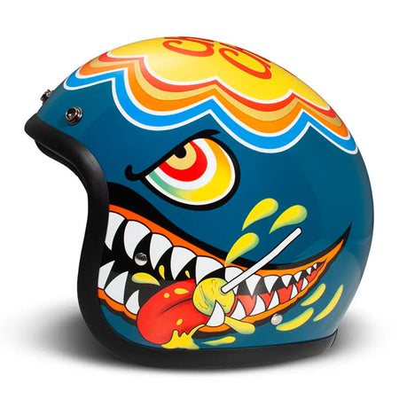 Embrace the fusion of classic style and modern functionality with the DMD Retro helmet; a nod to the iconic 70''s design. This helmet isn''t just a protective gear but a statement piece; crafted for those who dare to stand out. With its ECE 22.06 approved fiberglass shell available in three sizes; it offers a snug fit. The helmet is bluetooth ready; features integrated snaps for visors; and boasts a luxurious; washable lining with Velcro for a custom fit. Secured with a padded chin strap and a reliable Doub