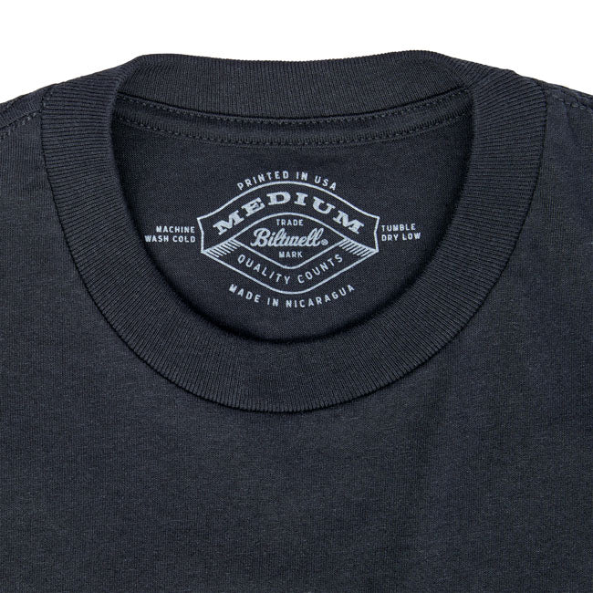 Biltwell Grijze Shield T Shirt Zwart 6oz Katoen Regular Fit