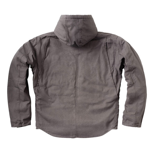 The WCC work jacket is crafted from heavy-duty black canvas and lined with thick sherpa insulation; it's built to handle the cold like a champ while keeping you wrapped in old-school American toughness. The comfort cut gives you room to move; whether you're swinging tools or just making your way through the day. A lined and insulated hood's got your head covered when the weather turns; while front hand pockets and a zippered chest pocket keep your gear close. Inside; you'll find two more pockets; one with a