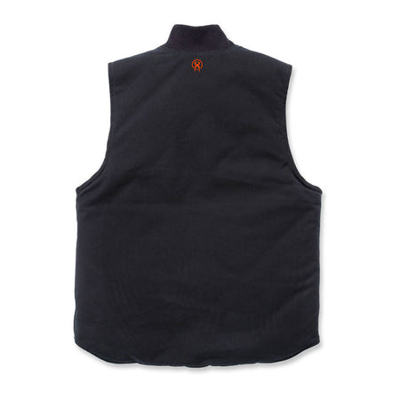 This Heavy duty canvas workjacket and workvest are made to last. The design and fabrication ensure a lightweight yet strong fabrication for your comfort; keeping you warm when the temperature drops cause of the lining. Front pockets are re-inforced with rivets. Made in a comfort cut to move freely when wearing.